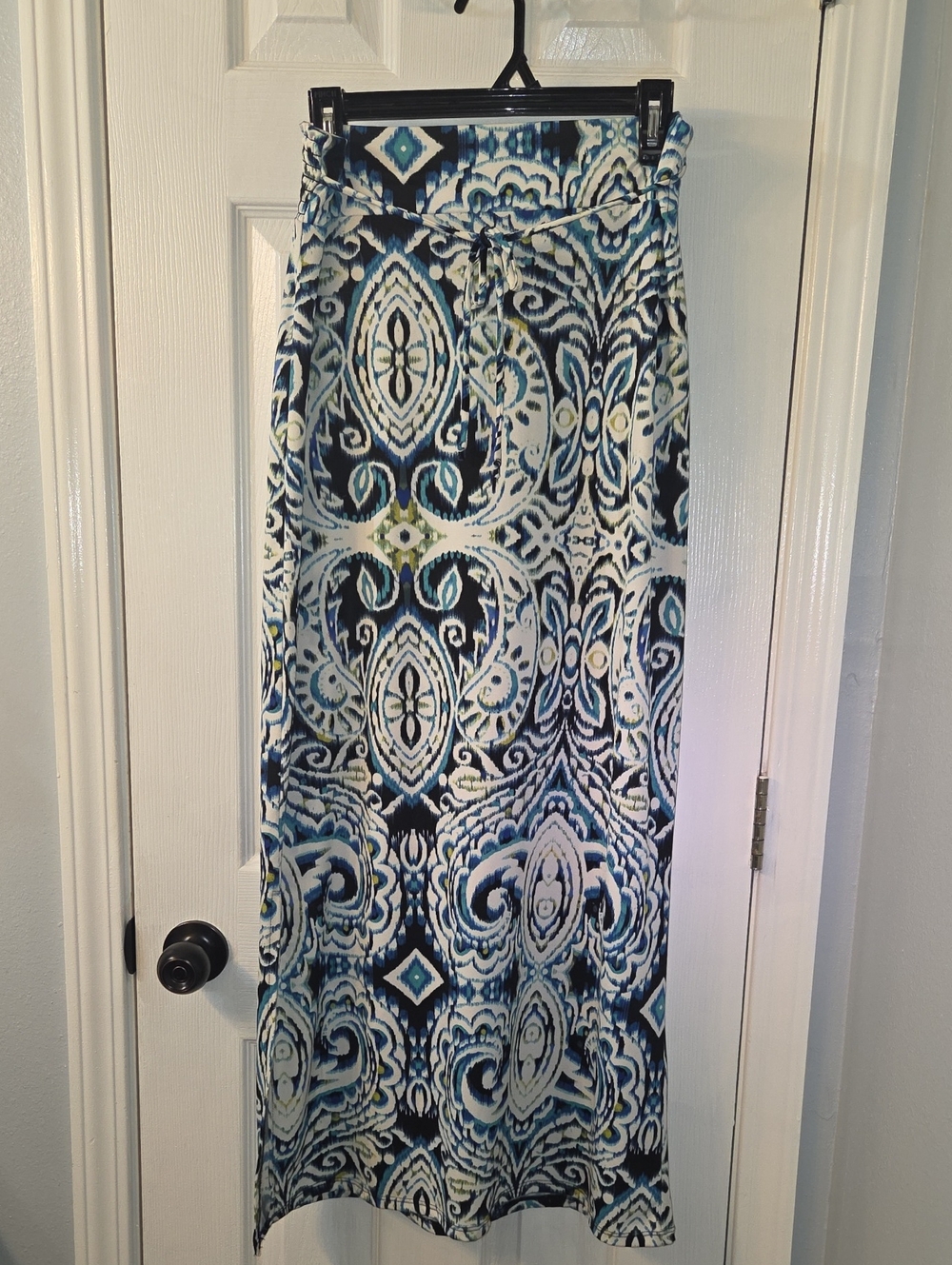 Alyx Blue and White Printed Skirt with Black Accents